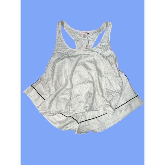 Victoria's Secret Satin Racerback Tank Top & Bottom White Logo NWT  Size L /XL - Picture 1 of 13